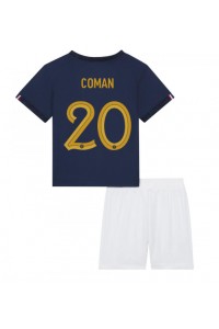 Frankrijk Kingsley Coman #20 Babytruitje Thuis tenue Kind WK 2022 Korte Mouw (+ Korte broeken)